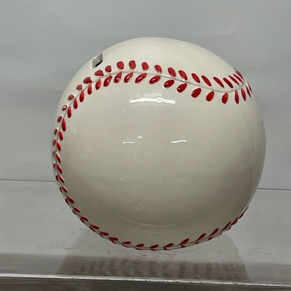 Ceramic Baseball Piggybank White with Red Stitch. - Picture 3 of 8